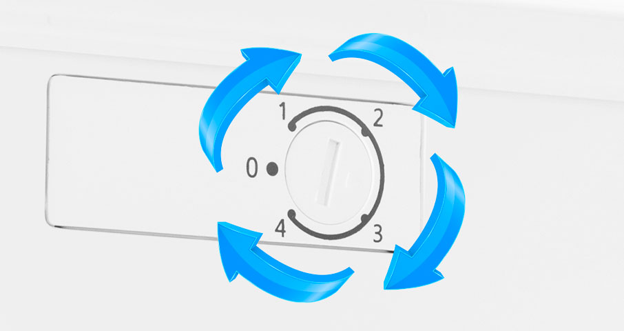 Четыре температурных режима морозильной камеры управляются термостатом.