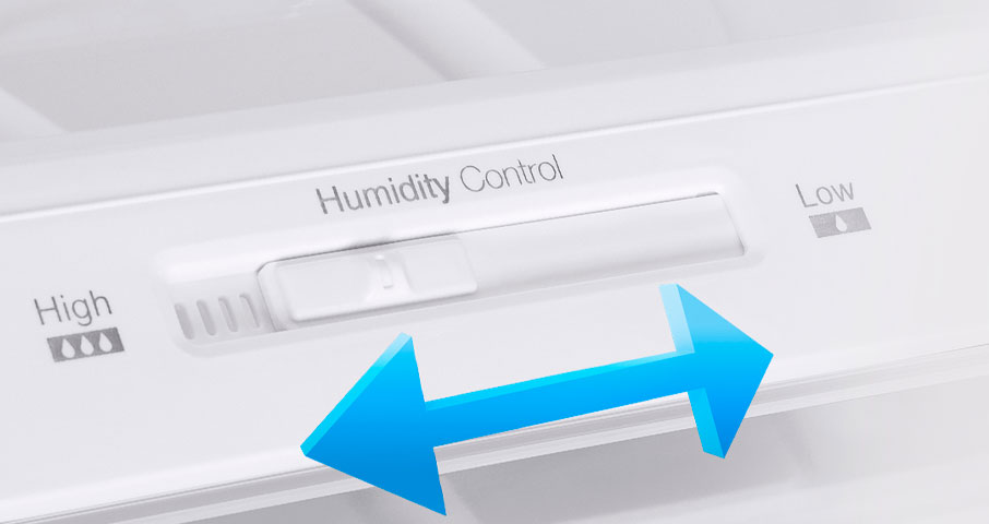 Функция Humidity control позволяет регулировать уровень влажности в зоне свежести, благодаря чему овощи и фрукты дольше хранятся.