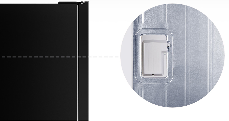 Экономия пространства. В данной модели холодильника установлена конденсаторная решетка закрытого типа. Благодаря такой конструкции холодильник можно разместить вплотную к стене.