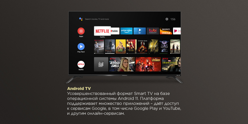 Android 11 для Android TV сосредоточена на улучшении производительности, удобства и безопасности системы. ОС используется для просмотра телетрансляций, сетевого контента популярных видеосервисов.