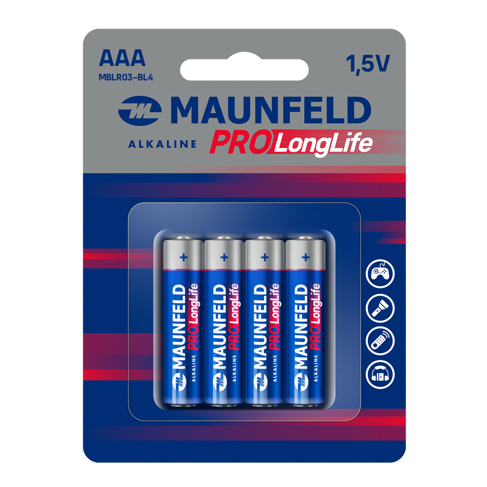 Батарейки MAUNFELD PRO Long Life Alkaline ААА(LR03) MBLR03-BL4, блистер 4 шт. - фото1