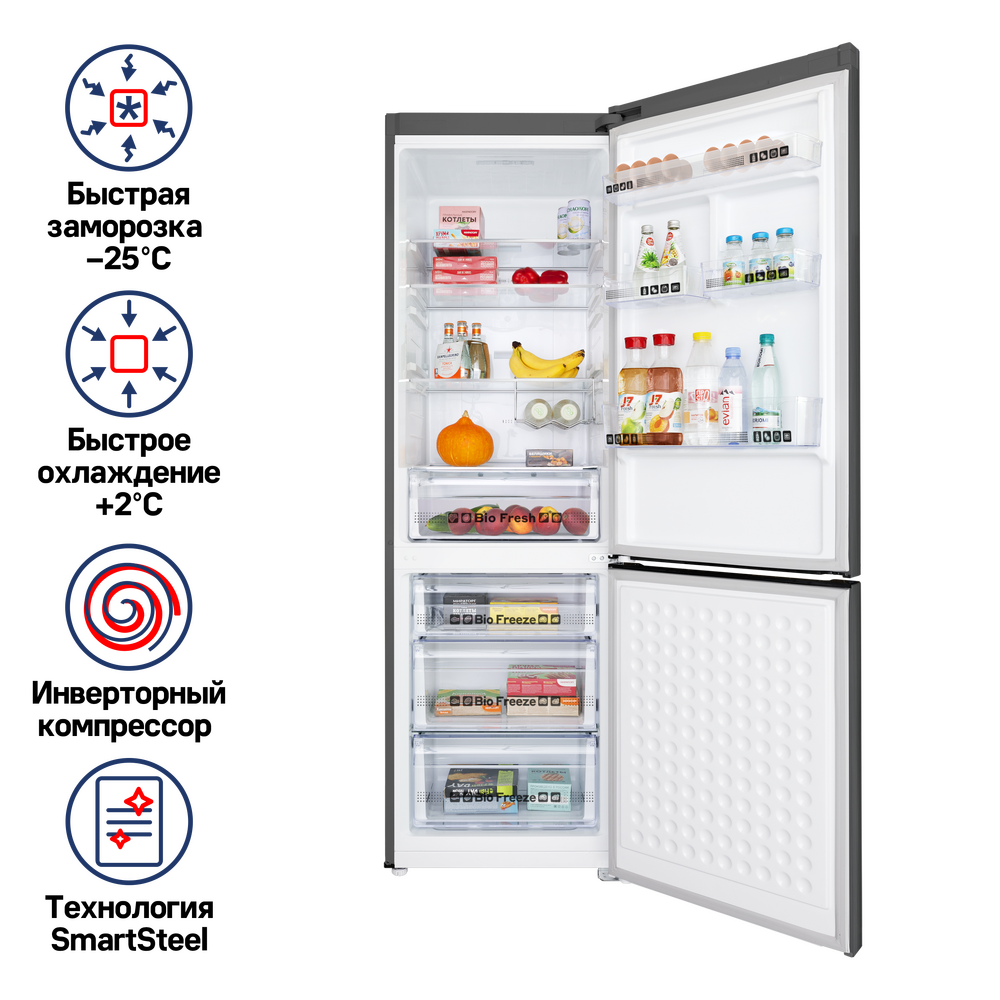 Холодильник-морозильник с инвертором MAUNFELD MFF195NFI10_IN - фото2